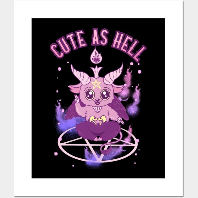 Cute As Hell Anime Kawaii Baphomet Pastel Goth Pun Wall Art by theperfectpresents